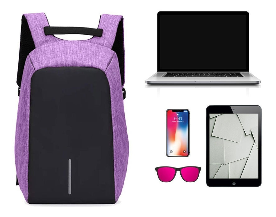 Mochila Backpack Antirobo Impermeable Puerto Usb Laptop Cierre Oculto