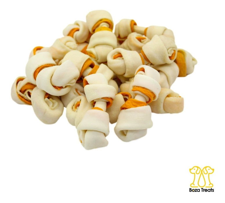 20 Nudos Huesos Carnaza De Ternera Con Queso Premio Treats