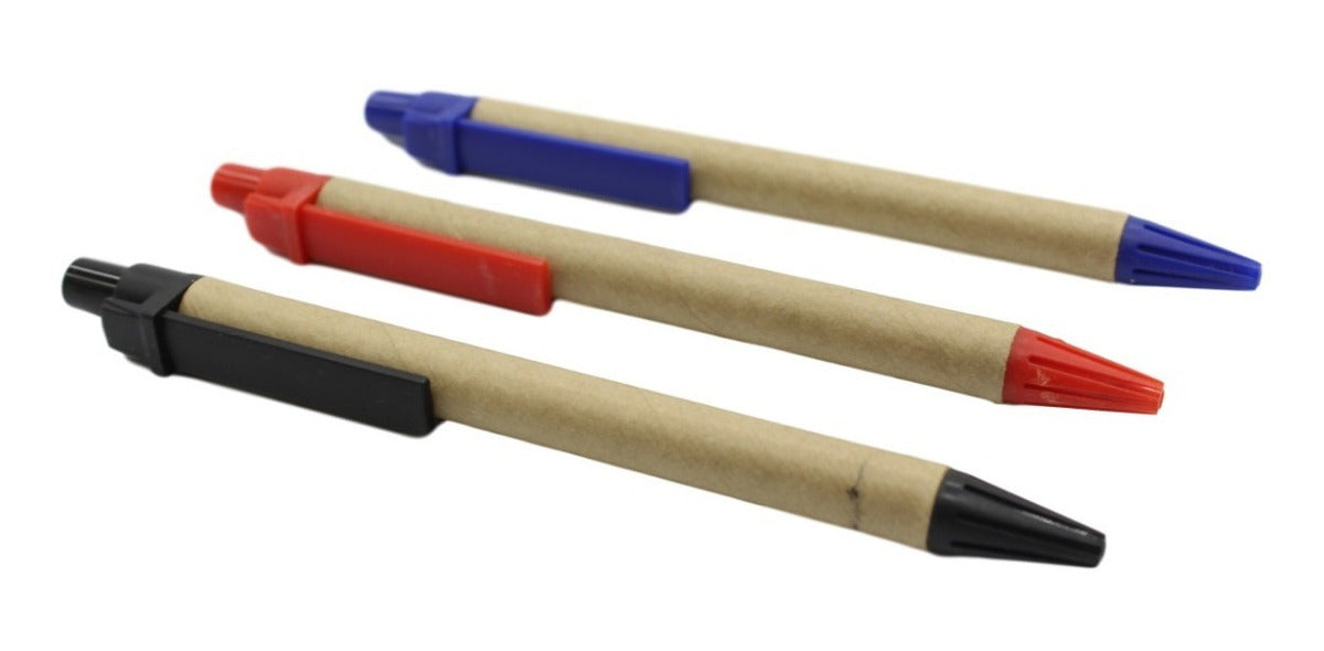 Pluma Boligrafo Ecologica Carton 100 Piezas