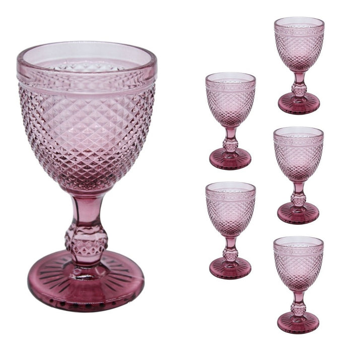 Juego Set 6 Copas R Vidrio Cristal Colores 300ml