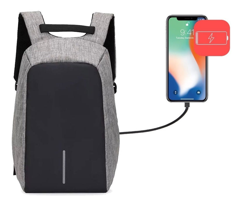 Mochila Backpack Antirobo Impermeable Puerto Usb Laptop Cierre Oculto
