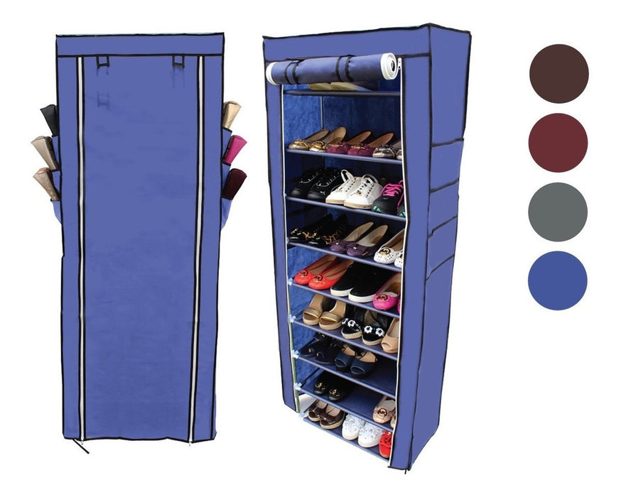 Zapatera 9 Niveles Armable Funda De Tela Ecologica Hasta 33 Pares Varios Colores