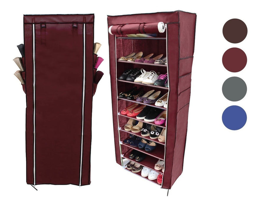 Zapatera 9 Niveles Armable Funda De Tela Ecologica Hasta 33 Pares Varios Colores