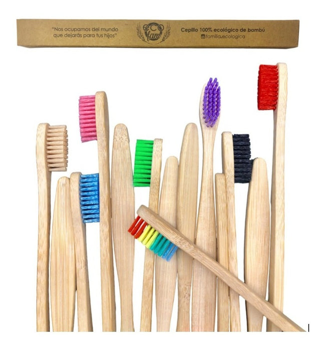 Paquete 50 Cepillo Dientes Bambú Mix Biodegradable Adu/niñ@