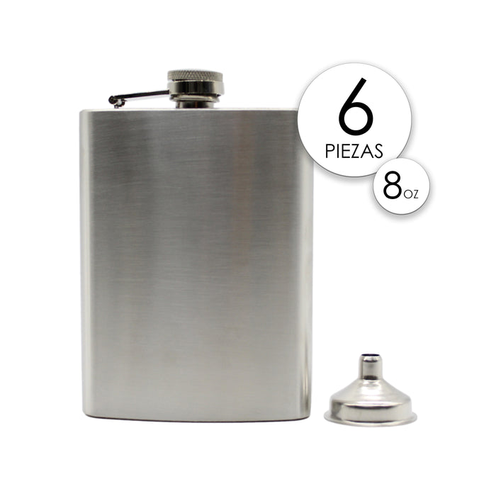 6 Licorera Ánfora De Bolsillo 8oz Acero Inoxidable Regalo
