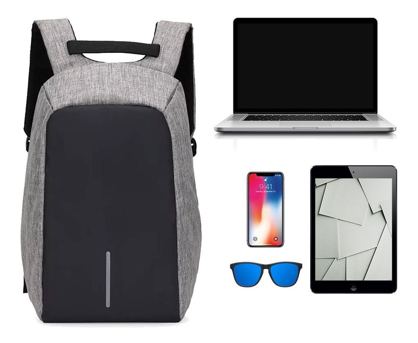 Mochila Backpack Antirobo Impermeable Puerto Usb Laptop Cierre Oculto