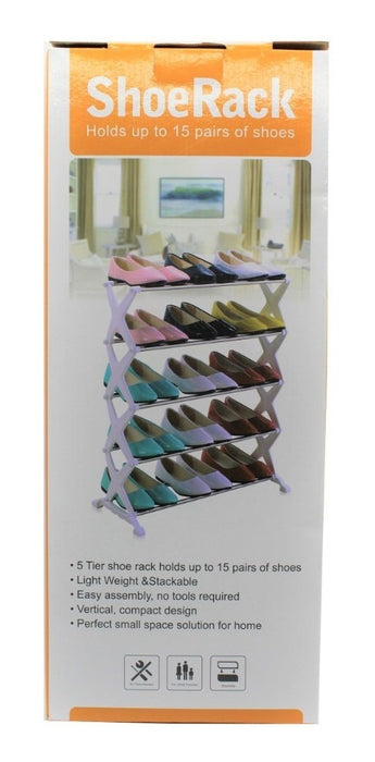 Zapatera Organizador Rack 5 Niveles Facil De Armar 15 Pares