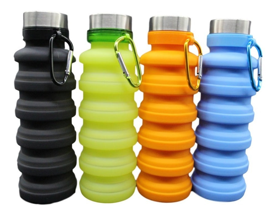 Termo Plegable Silicón Botella Vaso Tapa Acero Inoxidable