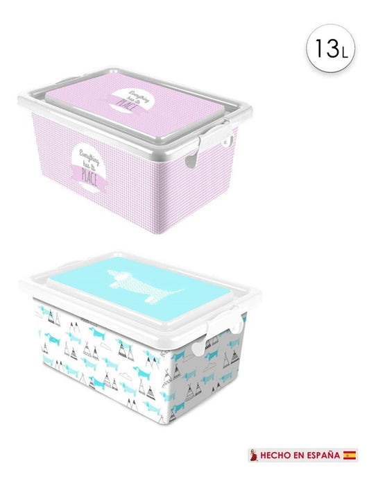 Caja Plástico Almacenamiento Multibox Con Tapa Broches 13 L