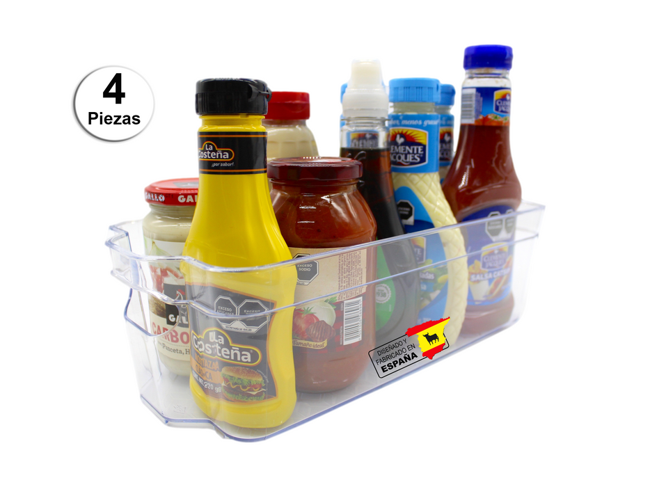 Kit 4 Pzas Organizador Frigo Contenedor Refrigerador