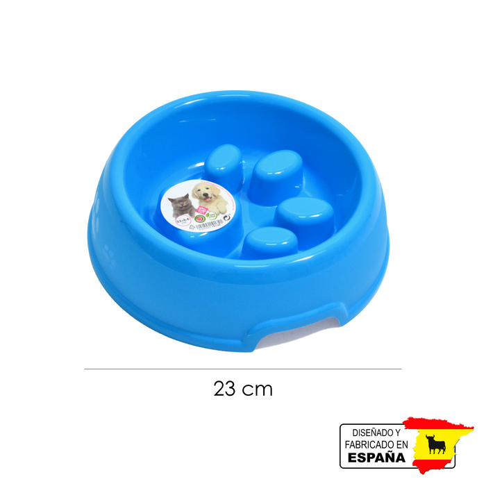 Plato Comedero Alimentacion Lenta Mascota Perro Gato 23CmØ