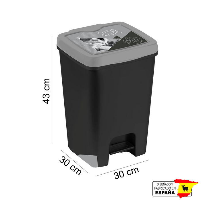 Bote Pedal Basura Reciclaje Papel Vidrio Plastic 23L Español