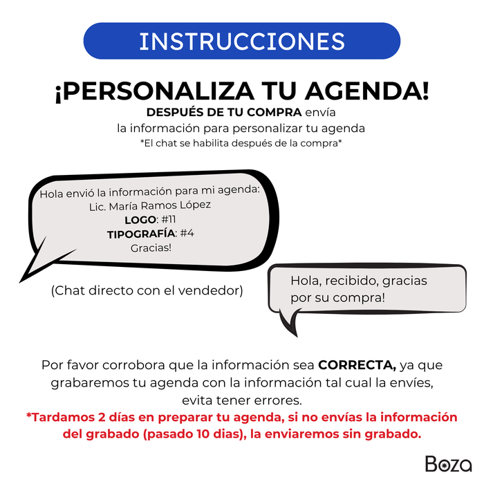 Agenda Boza Grabada Diaria 2027