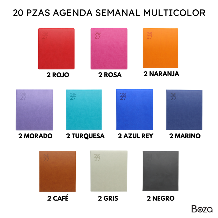 20 Pzas Agenda Boza Semanal 2027