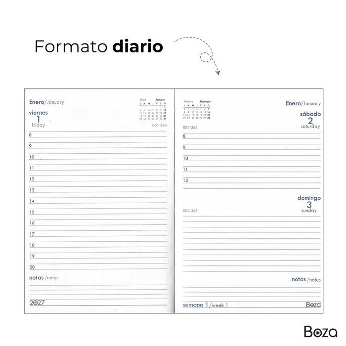 20 Pzas Agenda Boza Diaria 2027