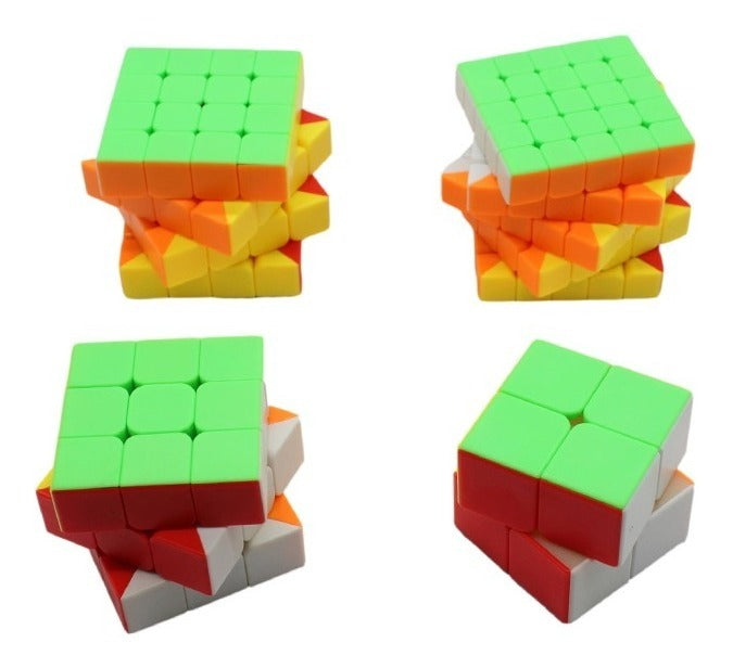 Paquete 4 Cubo Figuras Varias Magico Rubik Pintado Boza