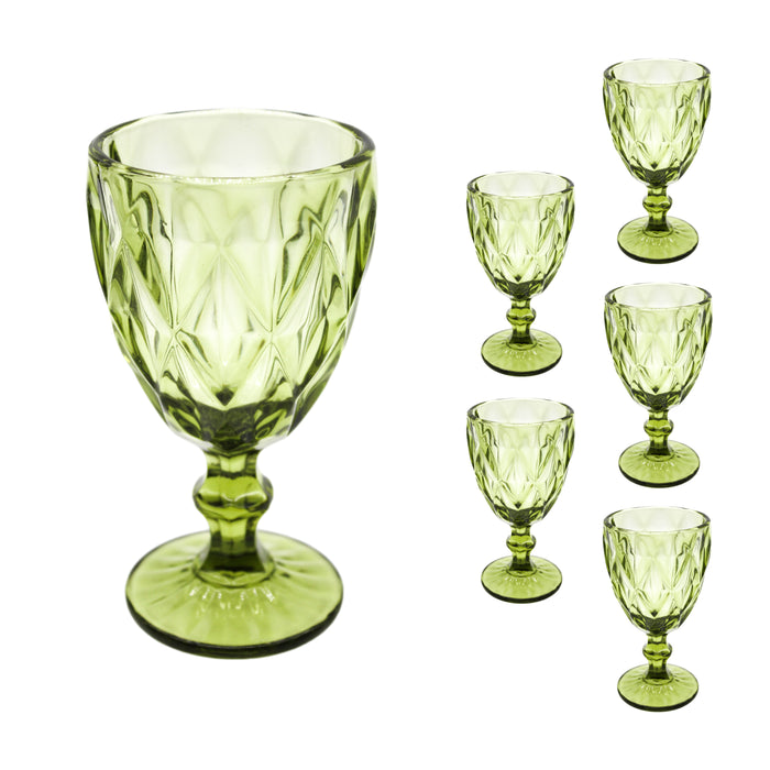 Juego Set 6 Copas Vidrio Cristal Colores 300ml