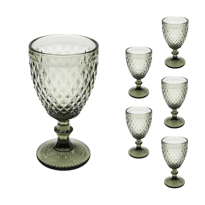 Juego Set 6 Copas Vidrio Cristal Colores 300ml