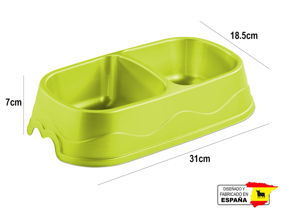 Plato Comedero Mascota Perro Gato Doble Español 1.4L 31cm