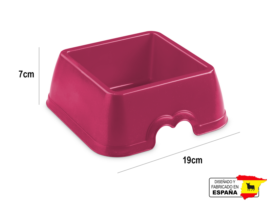Plato Comedero Mascota Perro Gato Cuadrado Español 0.8L 19cm