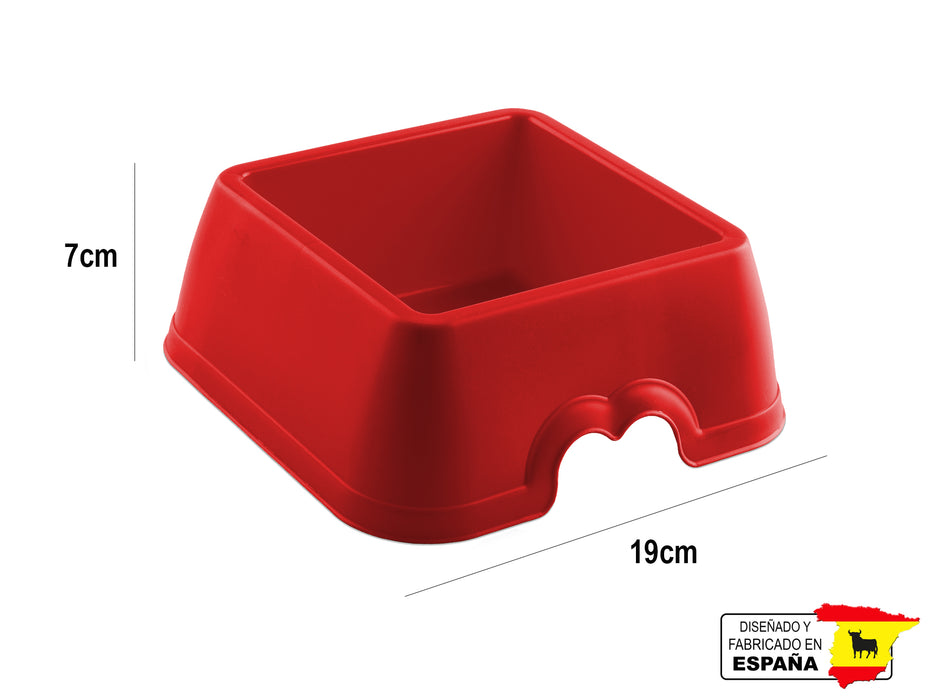 Plato Comedero Mascota Perro Gato Cuadrado Español 0.8L 19cm