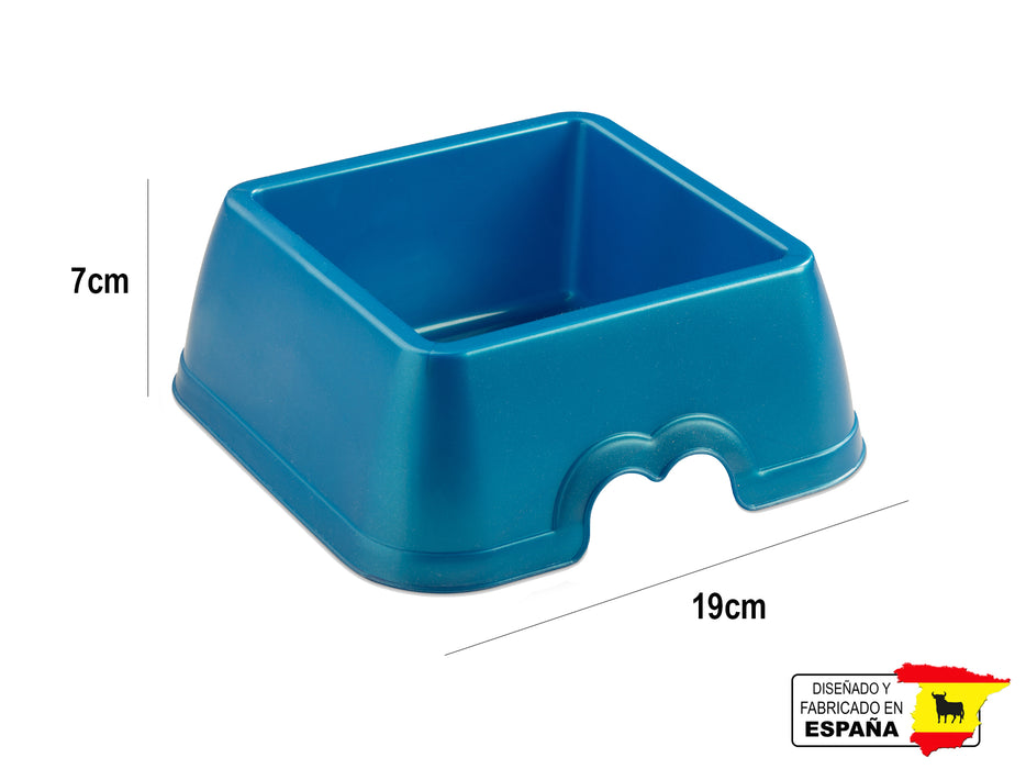 Plato Comedero Mascota Perro Gato Cuadrado Español 0.8L 19cm