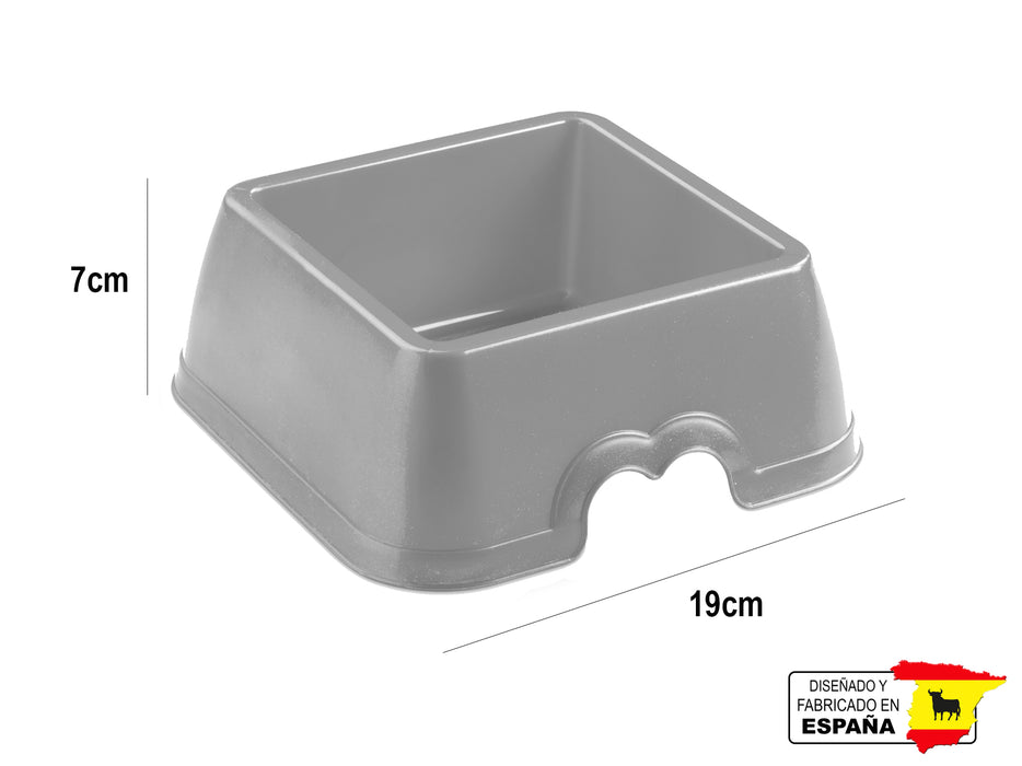 Plato Comedero Mascota Perro Gato Cuadrado Español 0.8L 19cm