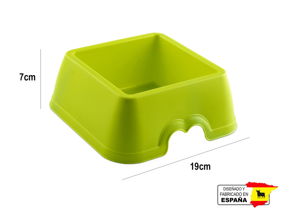 Plato Comedero Mascota Perro Gato Cuadrado Español 0.8L 19cm