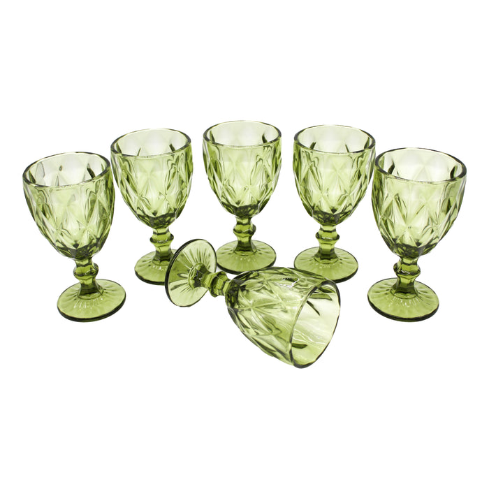 Juego Set 6 Copas Vidrio Cristal Colores 300ml