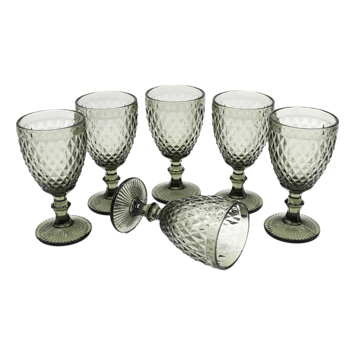 Juego Set 6 Copas Vidrio Cristal Colores 300ml