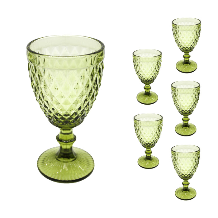 Juego Set 6 Copas Vidrio Cristal Colores 300ml