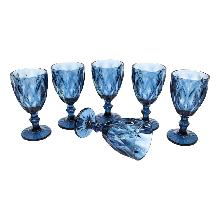 Juego Set 6 Copas Vidrio Cristal Colores 300ml