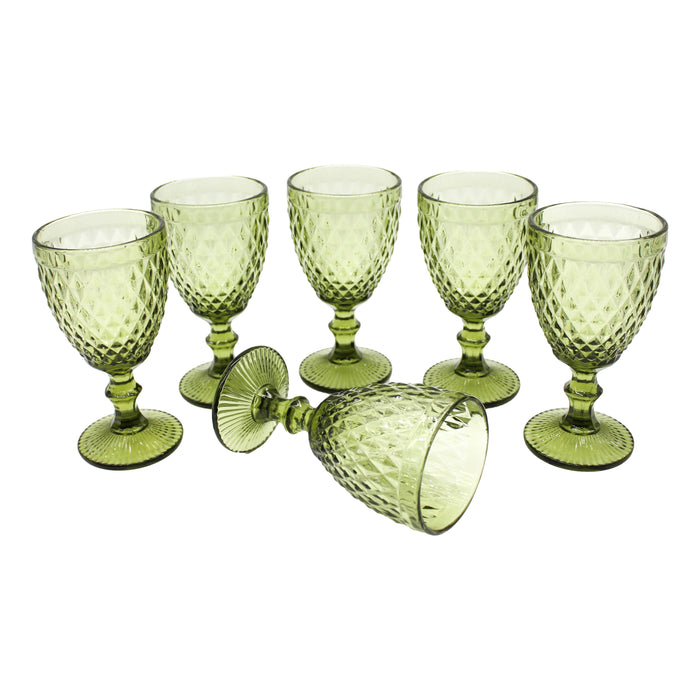 Juego Set 6 Copas Vidrio Cristal Colores 300ml