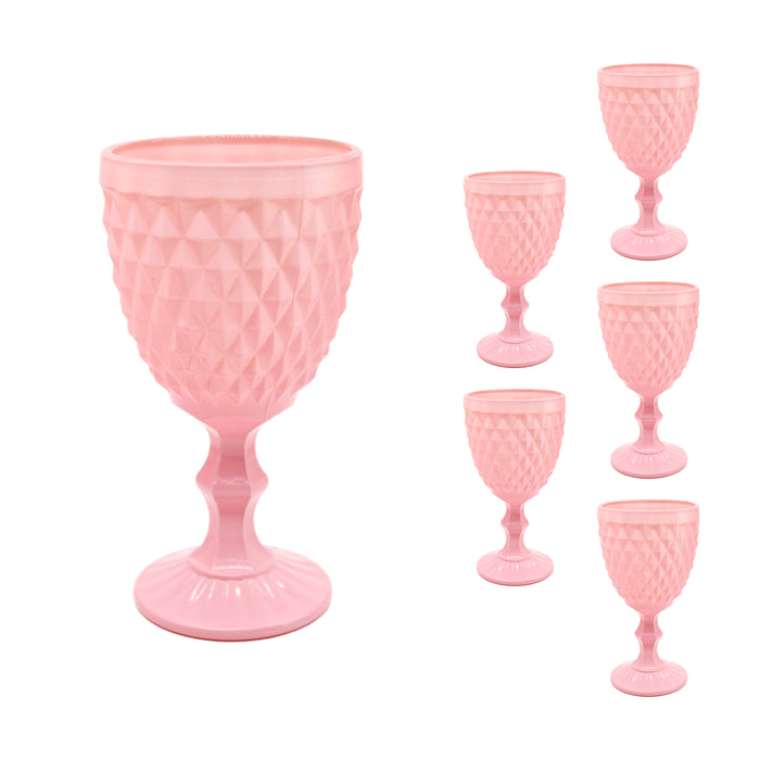 Juego Set 6 Copas Vidrio Cristal Colores 300ml