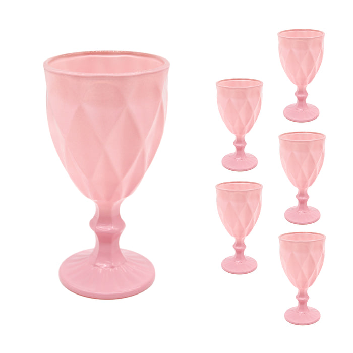 Juego Set 6 Copas Vidrio Cristal Colores 300ml