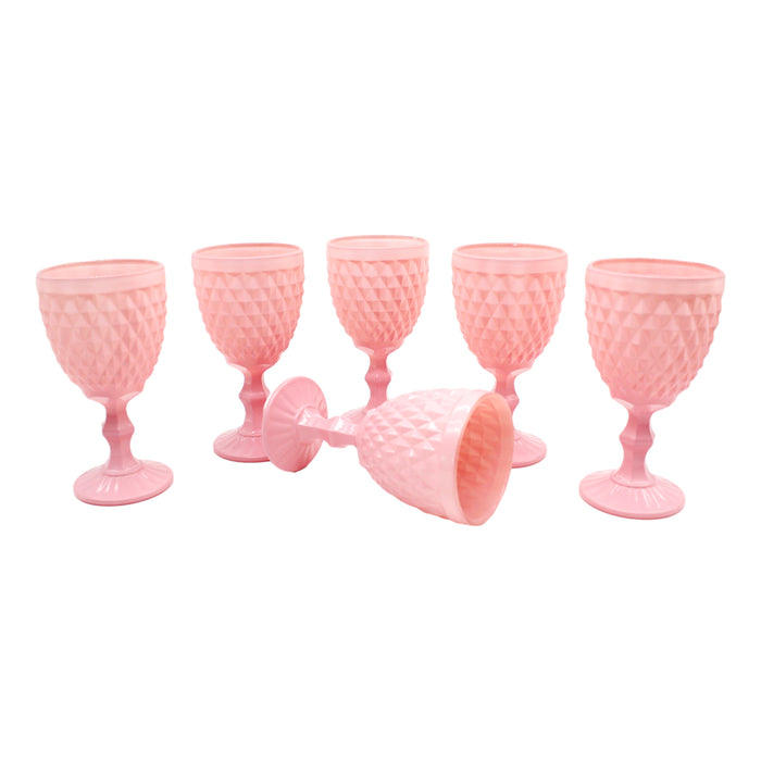 Juego Set 6 Copas Vidrio Cristal Colores 300ml