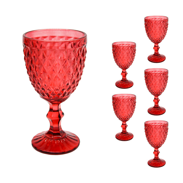 Juego Set 6 Copas Vidrio Cristal Colores 300ml