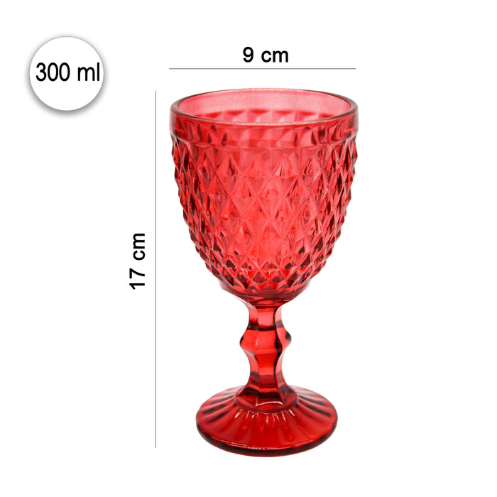 Juego Set 6 Copas Vidrio Cristal Colores 300ml