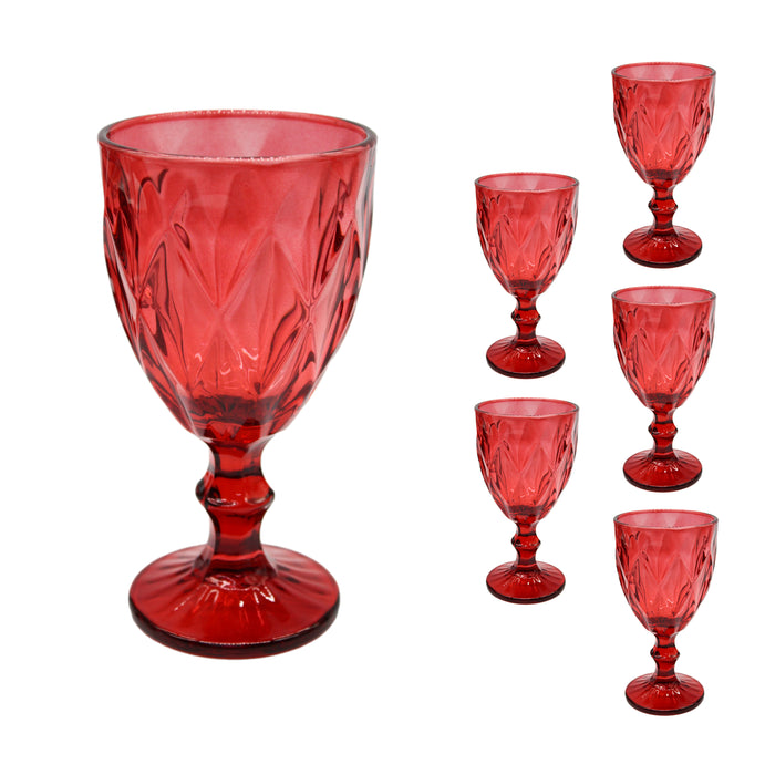 Juego Set 6 Copas Vidrio Cristal Colores 300ml