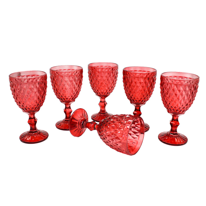Juego Set 6 Copas Vidrio Cristal Colores 300ml