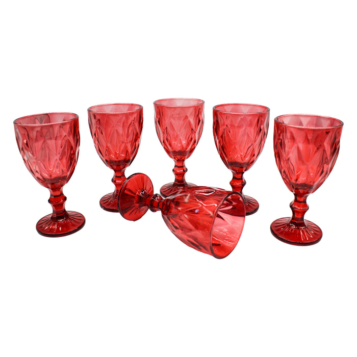 Juego Set 6 Copas Vidrio Cristal Colores 300ml
