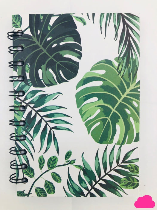 Libreta Pasta Rigida Bolsillo Espiral Hojas Tropicales Boza Chica