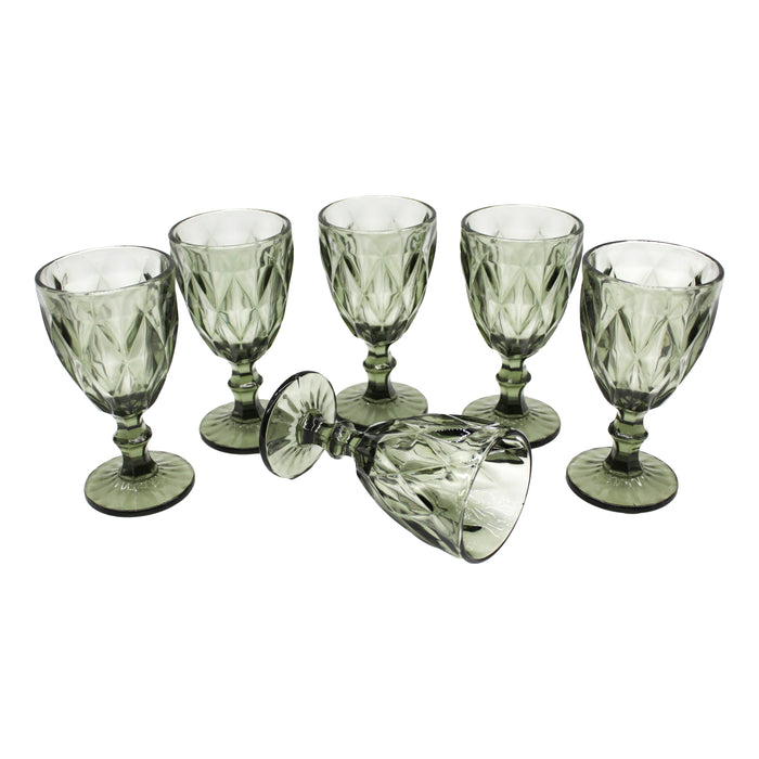 Juego Set 6 Copas Vidrio Cristal Colores 300ml