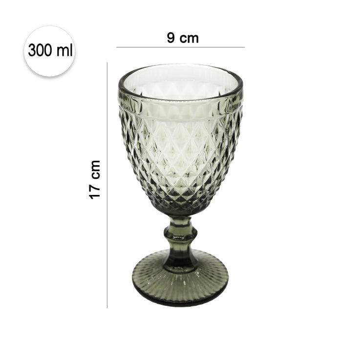 Juego Set 6 Copas Vidrio Cristal Colores 300ml