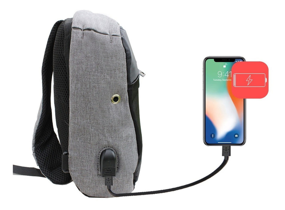 Mochila Backpack Antirobo Envio Gratis Impermeable Puerto Usb Pechera Cruzada Bandolera Hombro Cierre Oculto Con Envio