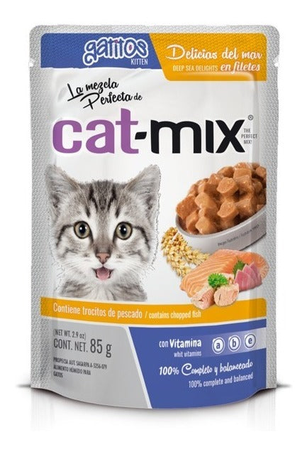 Catmix Alimento Húmedo Gatito Delicias Del Mar 10 Sobres