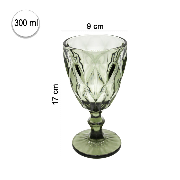 Juego Set 6 Copas Vidrio Cristal Colores 300ml