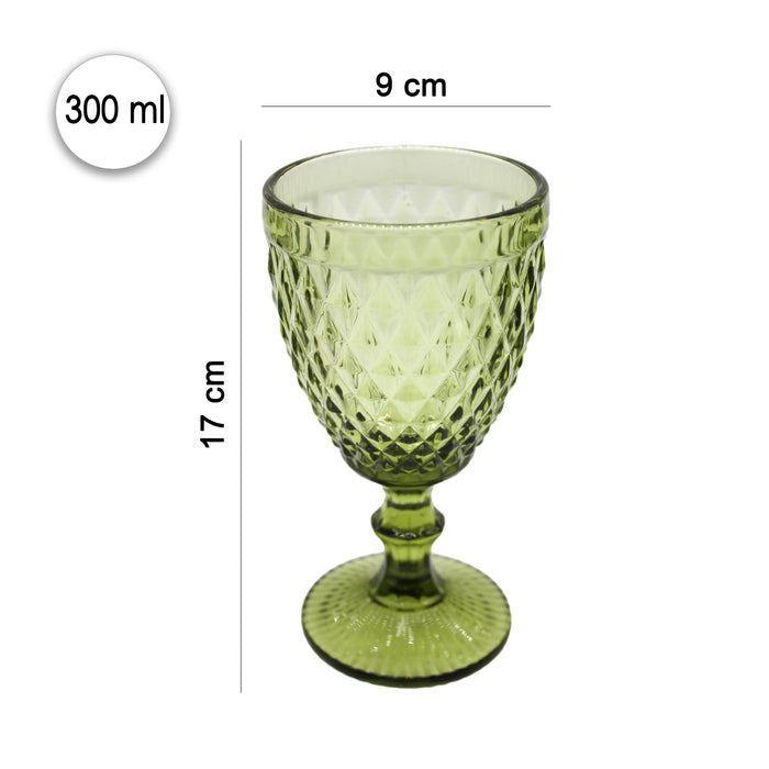 Juego Set 6 Copas Vidrio Cristal Colores 300ml