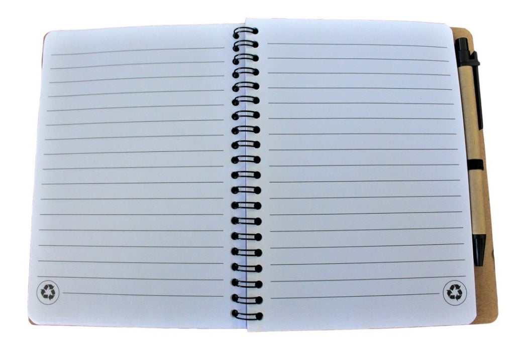 Libreta Cuaderno Ecologico 1/2 Carta Pasta Dura Con Bolígrafo 13 X 18cm 70 Hojas