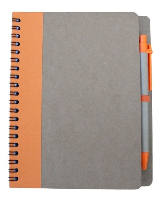 Libreta Cuaderno Ecologico 1/2 Carta Pasta Dura Con Bolígrafo 13 X 18cm 70 Hojas